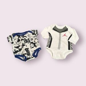 Baby Jordan One Pieces Set - Black, White And Blue Size 0-6 Months
